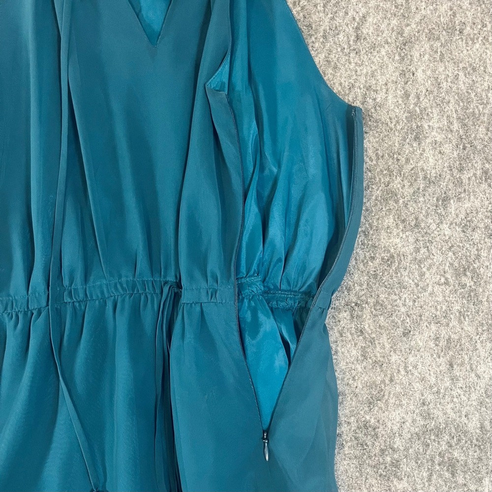 LIKELY Mini Dress Womens 4 Teal Halter V-Neck Ruffle Boho Chic Chiffon Cocktail - Picture 5 of 10